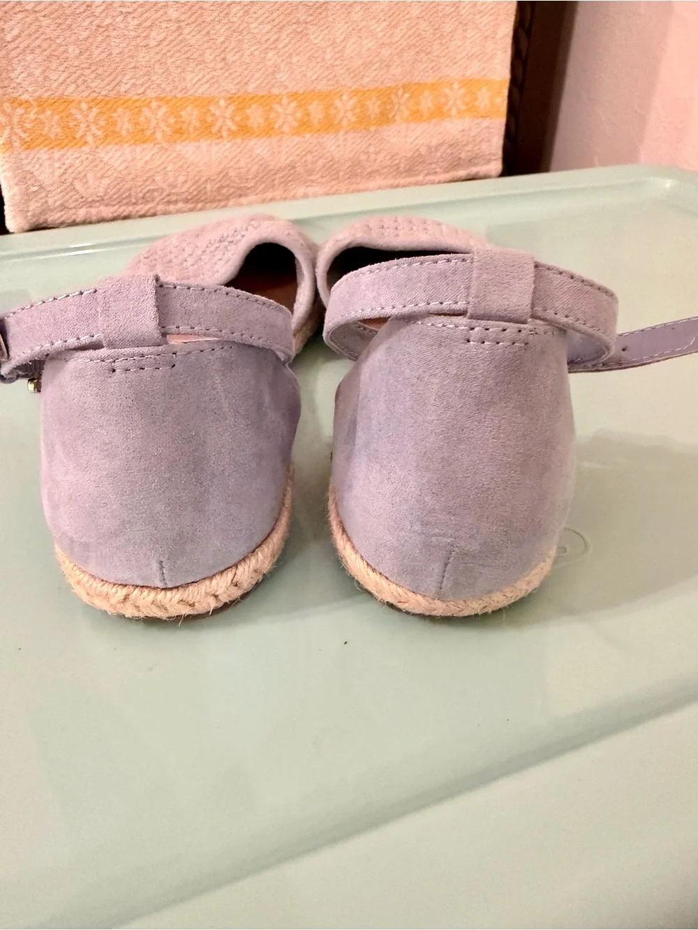 LC Lauren Conrad Light Blue Crochet Espadrille Sandals with Ankle Strap